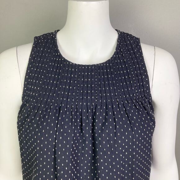 The Great top XS size 0 Polka Dot Crew Neck sleeveless cotton pintuck Shell - Picture 2 of 12